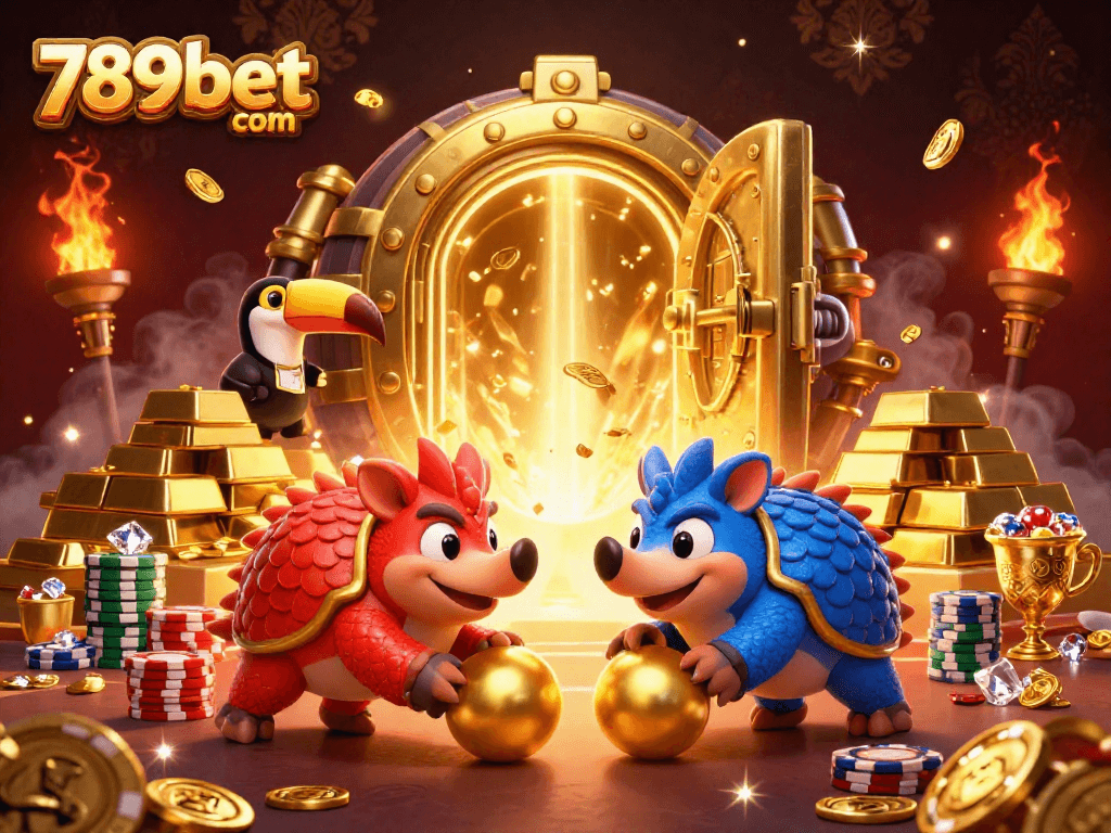 Engage in thrilling bets and jackpots at 789bet com with vibrant pangolins in action among sparkly treasures.