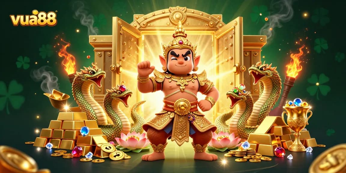 Experience thrilling gaming at vua88 with vibrant 3D characters and a treasure-filled casino atmosphere.