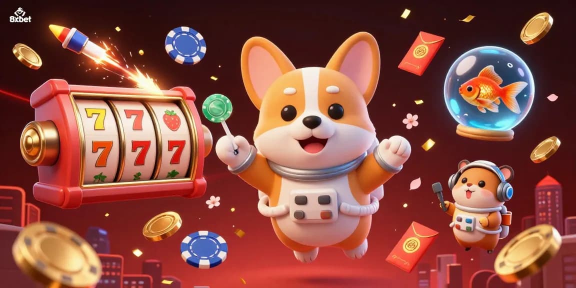 Experience thrilling gameplay with 8xbet in an ultra-detailed space station casino scene.