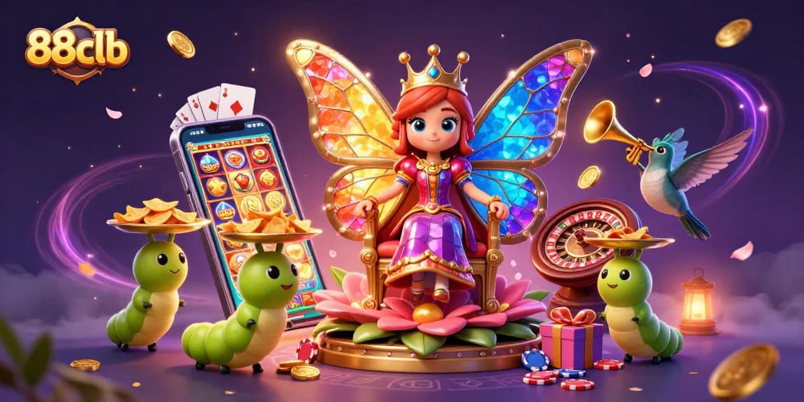Engage in exciting gameplay at 88clb, featuring a vibrant, whimsical casino environment.