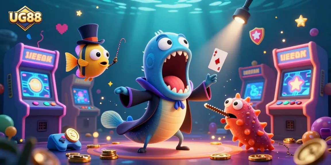 UG88 showcases a thrilling underwater casino magic act with vibrant 3D elements.