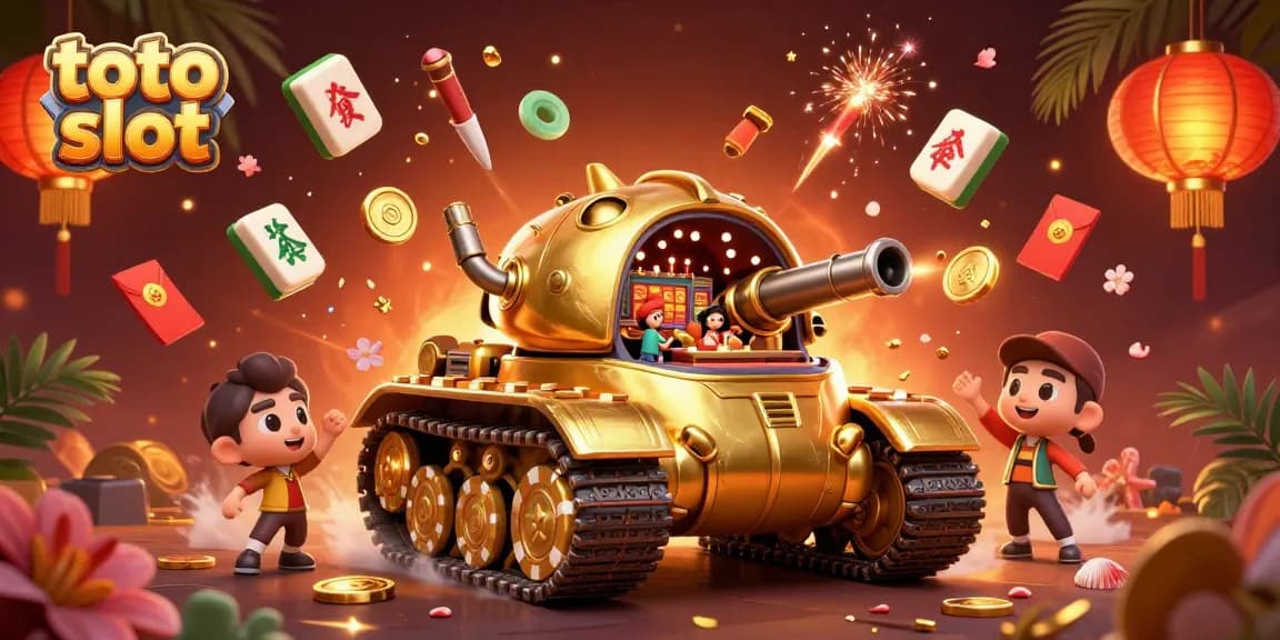 Win at Toto Slot with an ultra-detailed 3D casino illustration showcasing fun gaming dynamics.