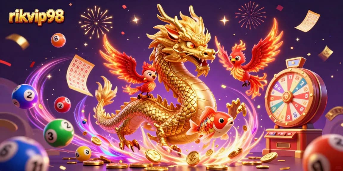 Engage in thrilling gaming with rikvip98 featuring a vibrant scene of chance and luck.