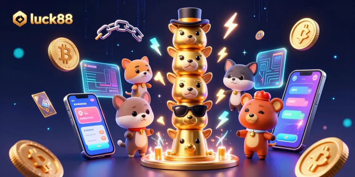 Experience gaming excitement with luck88, showcasing vibrant casino elements and crypto integration.