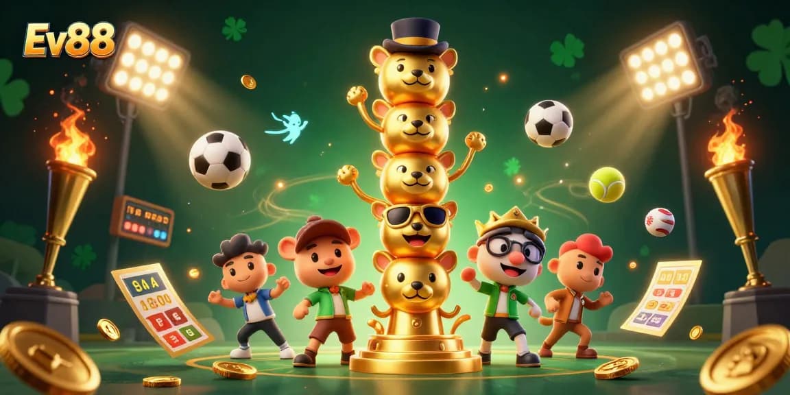 Experience engaging betting excitement with Ev88 featuring colorful casino elements and dynamic sports action.