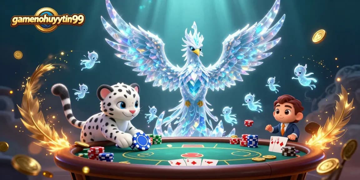 Join the excitement of poker with gamenohuuytin99 in a vibrant 3D casino scene.