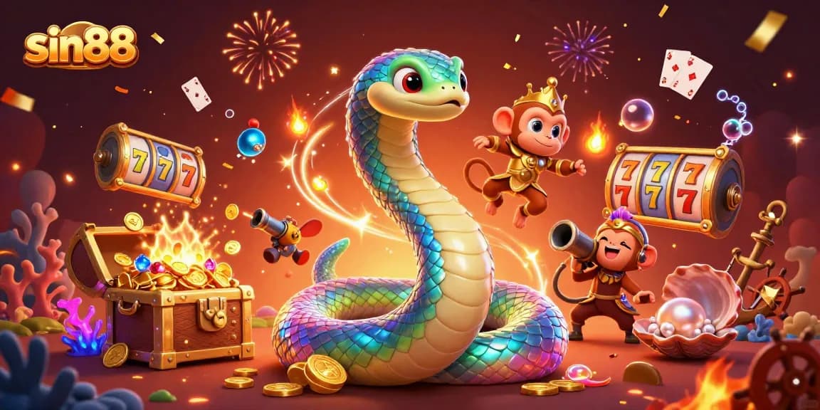 Spin the reels and win with sin88 in this vibrant casino-themed illustration.