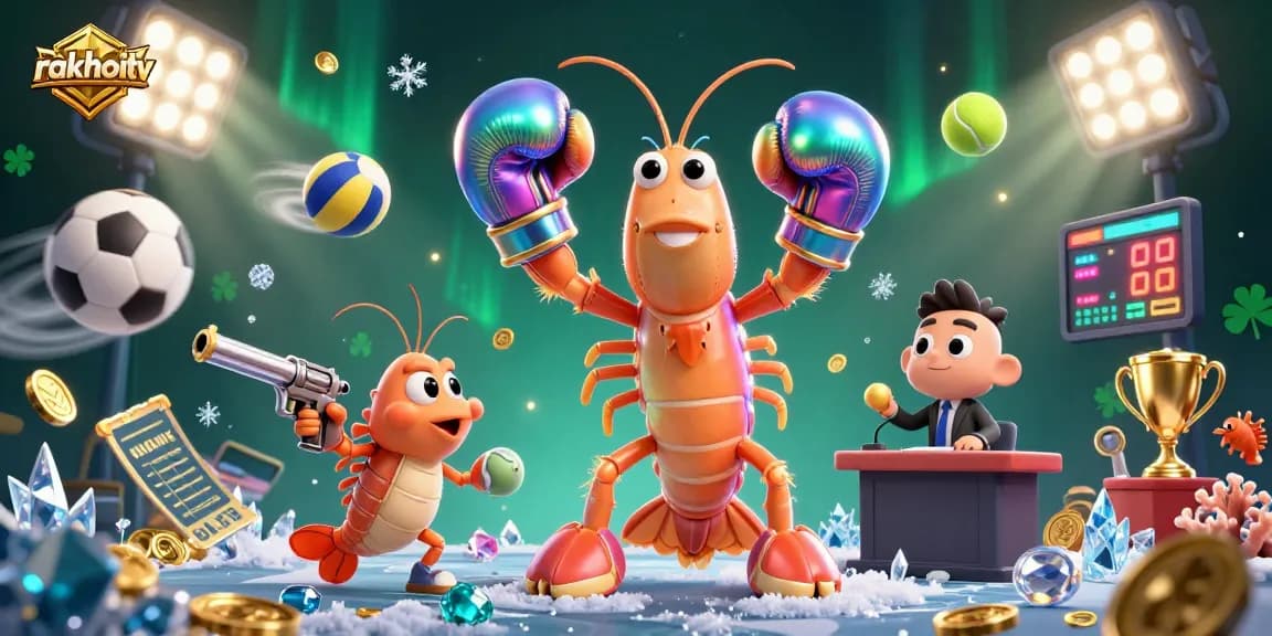 Join the action with rakhoitv featuring animated shrimps and vibrant gambling elements