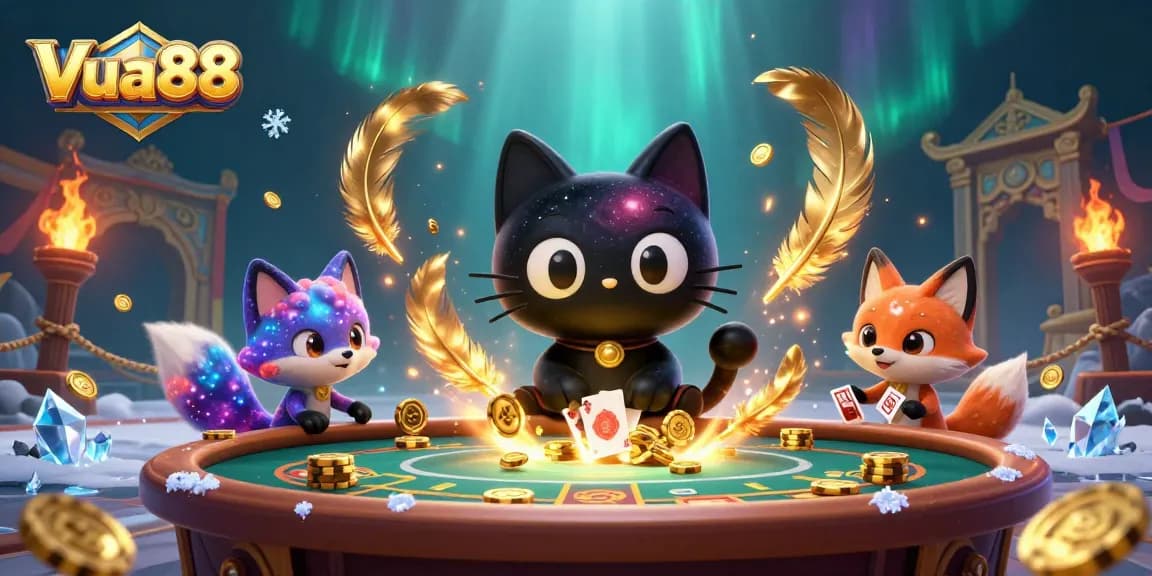 Engage in thrilling gameplay with Vua88’s captivating cosmic casino scene, featuring dynamic characters and vibrant elements.