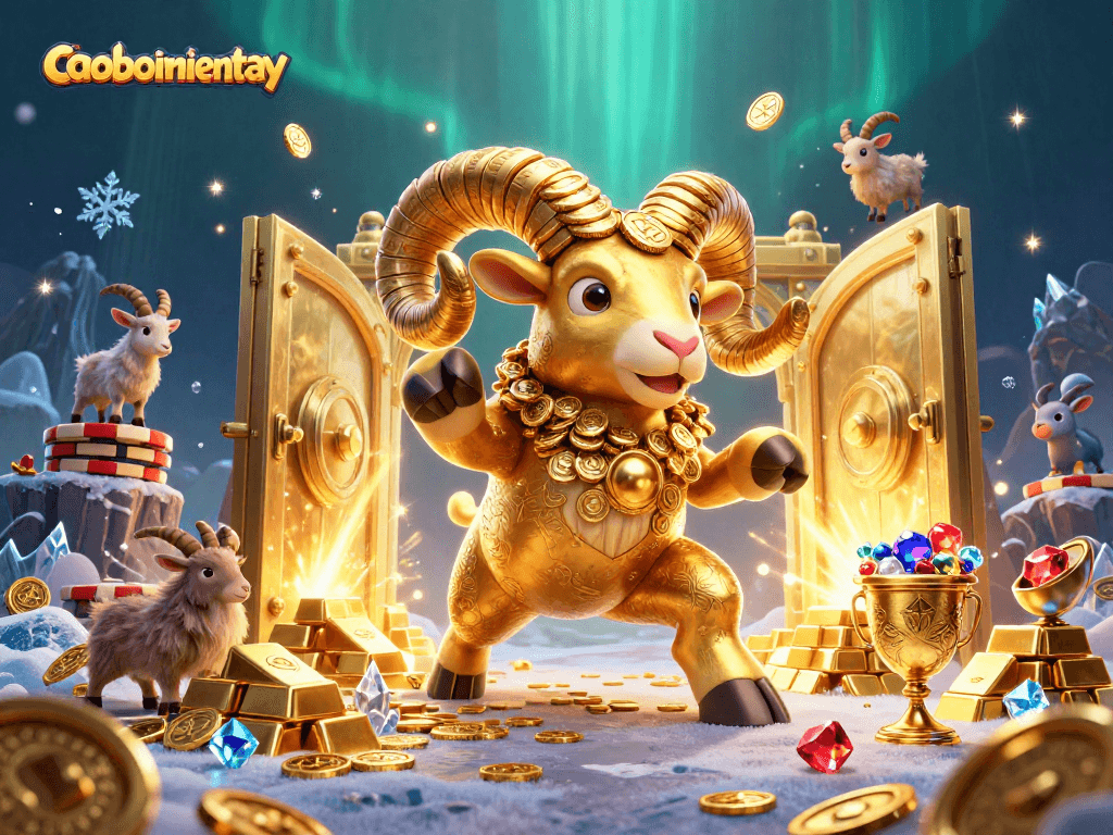 Experience caoboimientay's golden adventures while navigating thrilling casino elements in this vibrant 3D rendering.