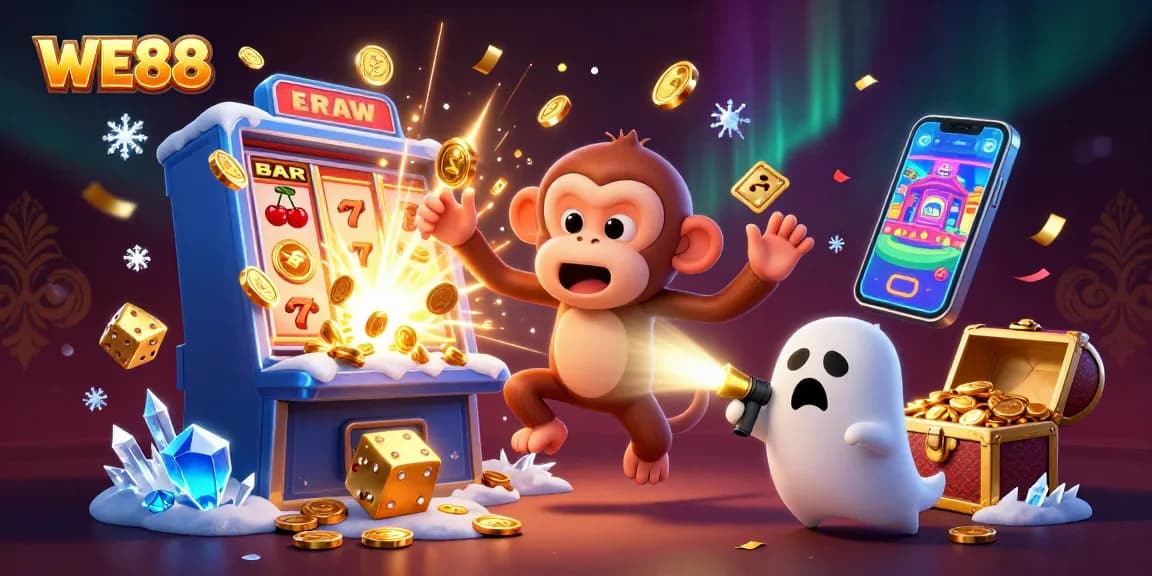 Experience thrilling gaming at WE88's vibrant casino featuring lively characters and jackpot action.