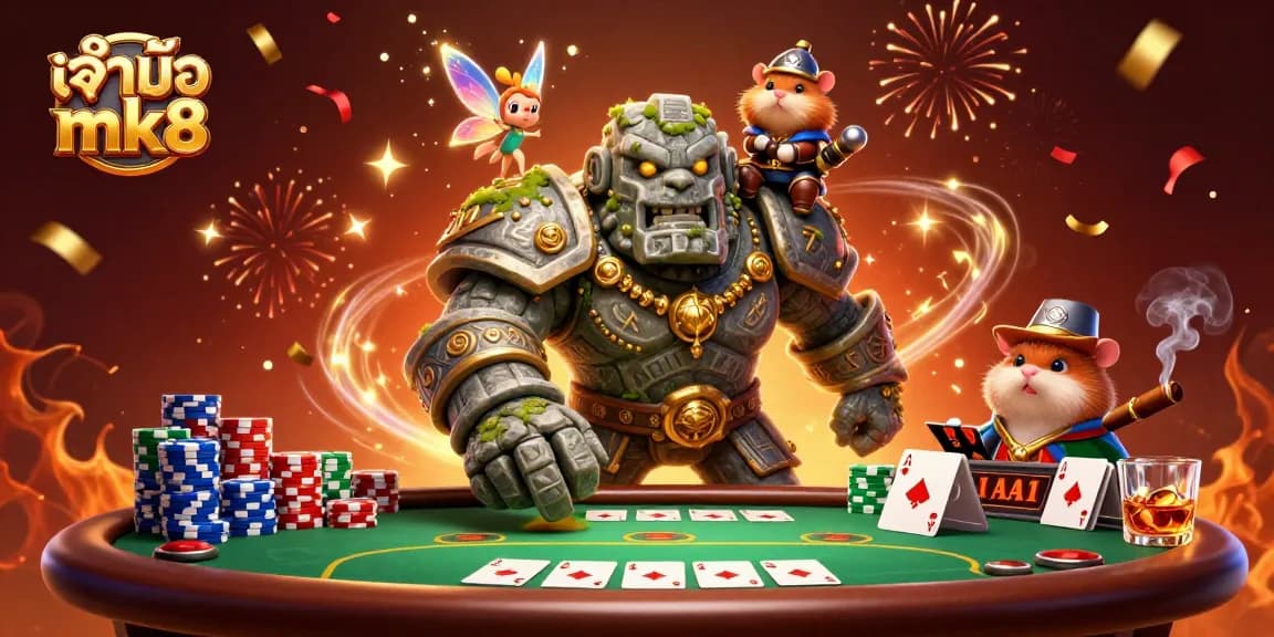 Experience thrilling action with เจ้ามือ mk8 as the stone golem guardian brings magic to the poker table.