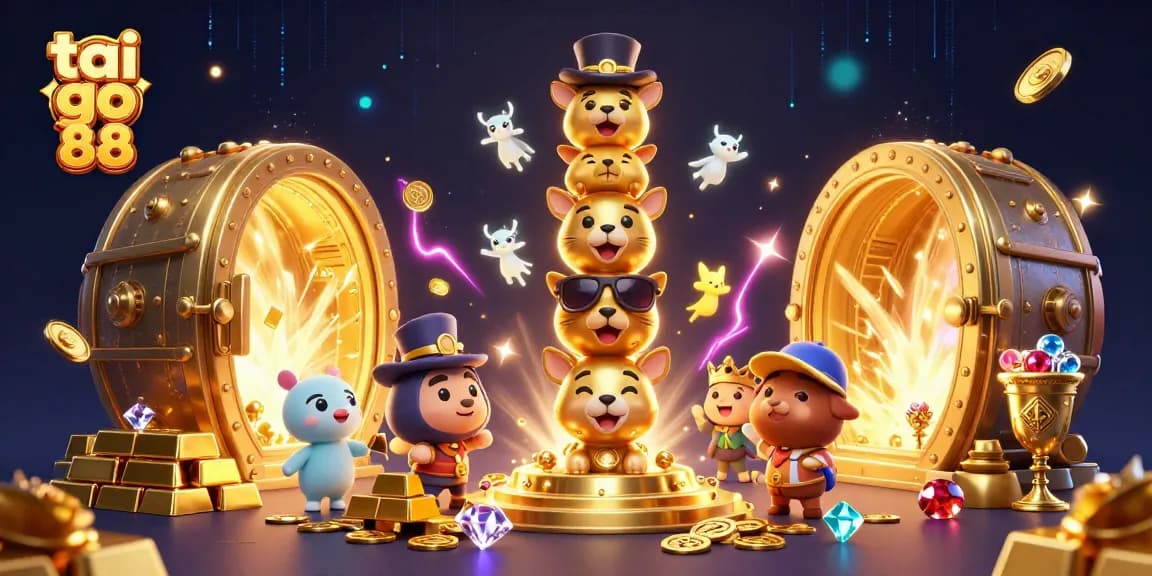 Spin the reels and enjoy the thrill of tai go 88 with vibrant characters and magical effects in this casino illustration.