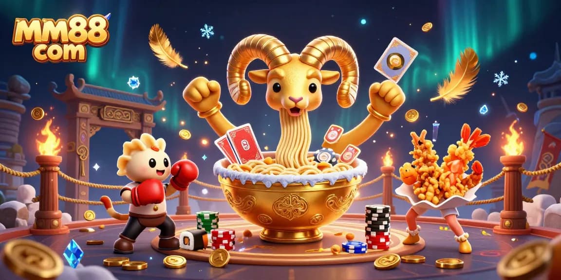 Engage in thrilling action at mm88 com with a vibrant casino scene featuring energetic characters and dynamic game elements.