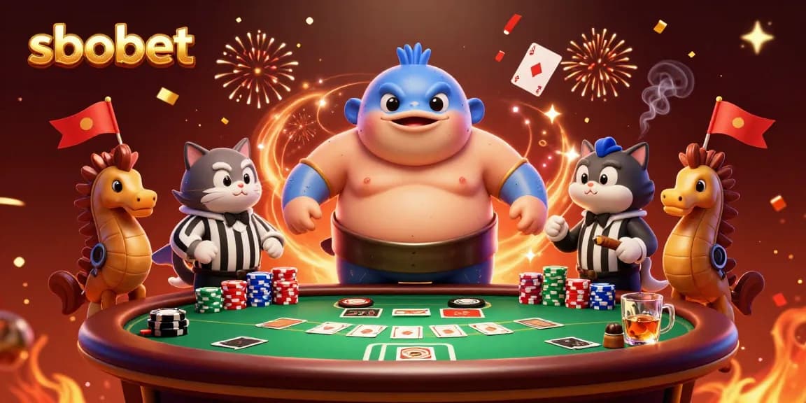 Engage with sbobet in a vibrant underwater sports betting scene featuring dynamic characters and lively action.