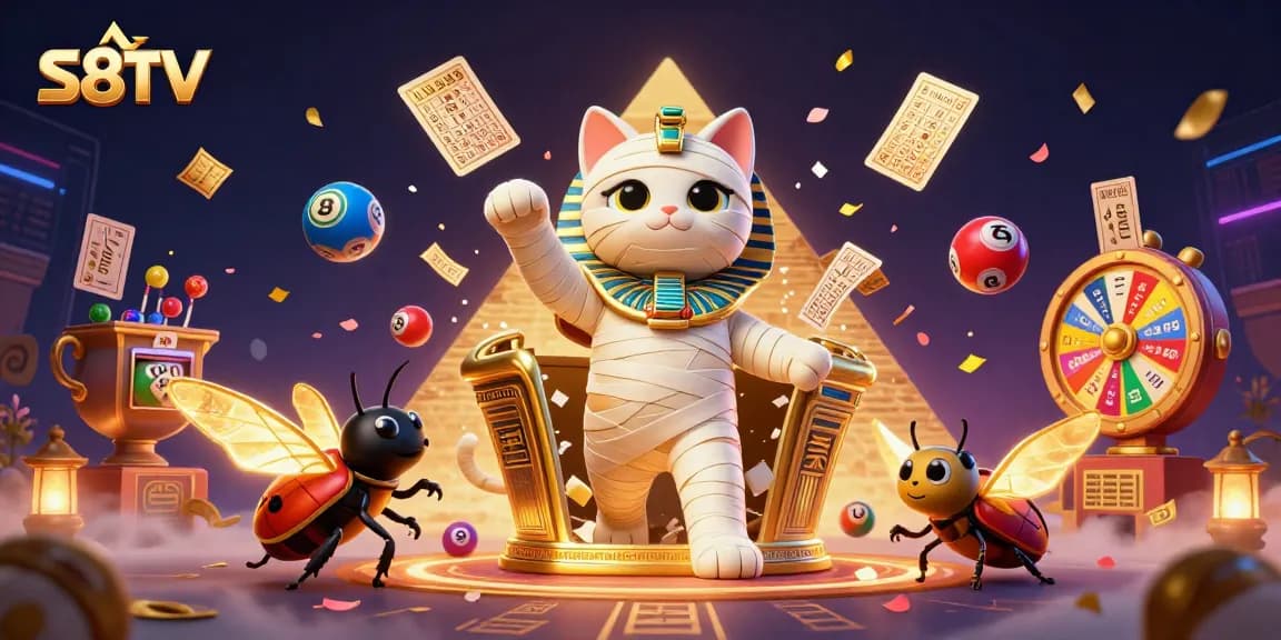 Engage with S8TV's thrilling gaming experience in a vibrant, chaotic casino scene.