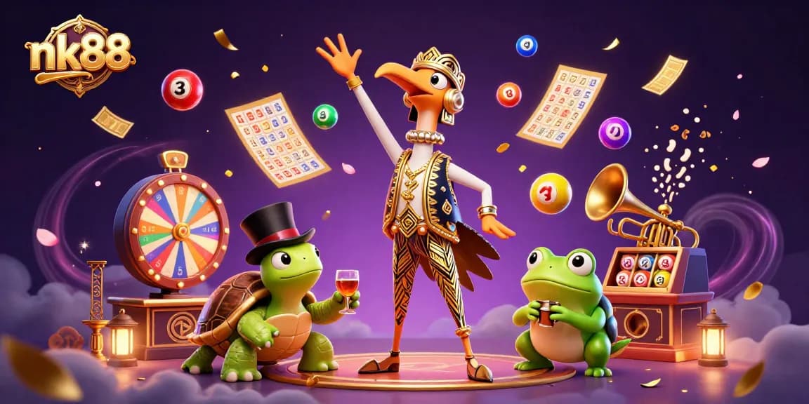 Experience nk88 with vibrant games and characters at an energetic casino scene.