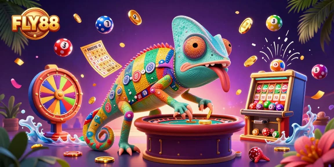 FLY88 chameleon casino mastering lottery fun with colorful action and captivating visuals.