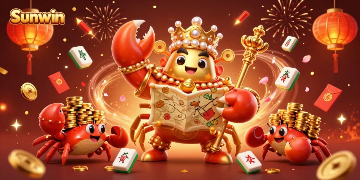 Experience the excitement of Sunwin as our golden crab emperor leads vibrant gaming festivities with treasure!