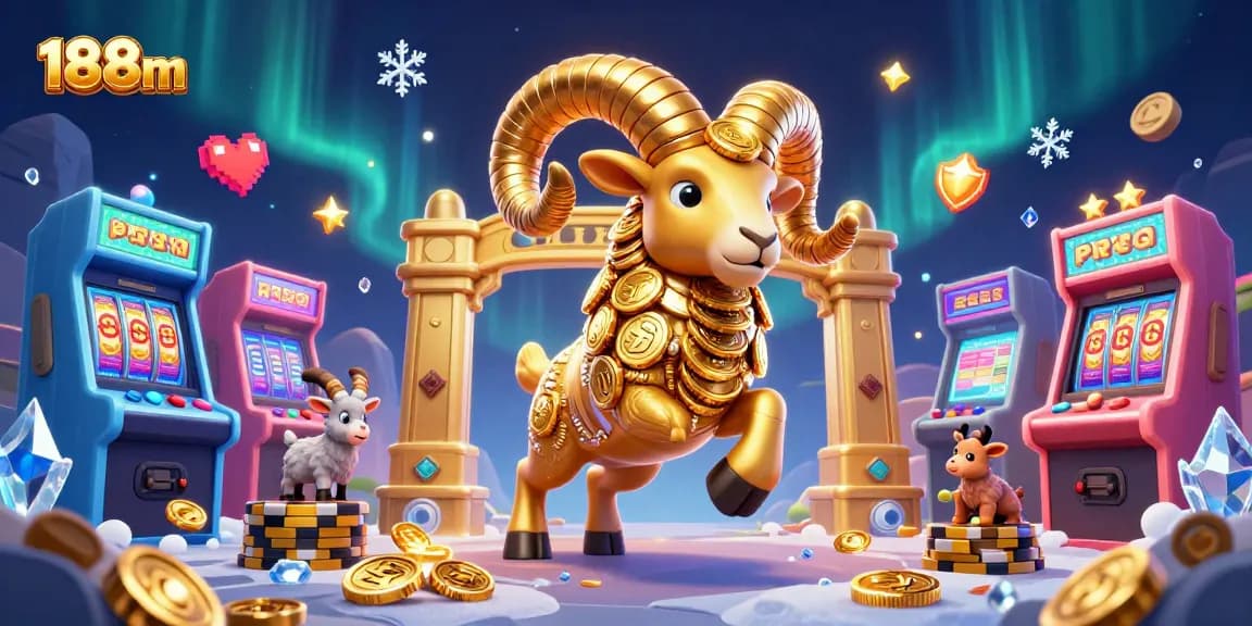 Experience thrilling casino action at 188m with golden ram charging through colorful game elements.