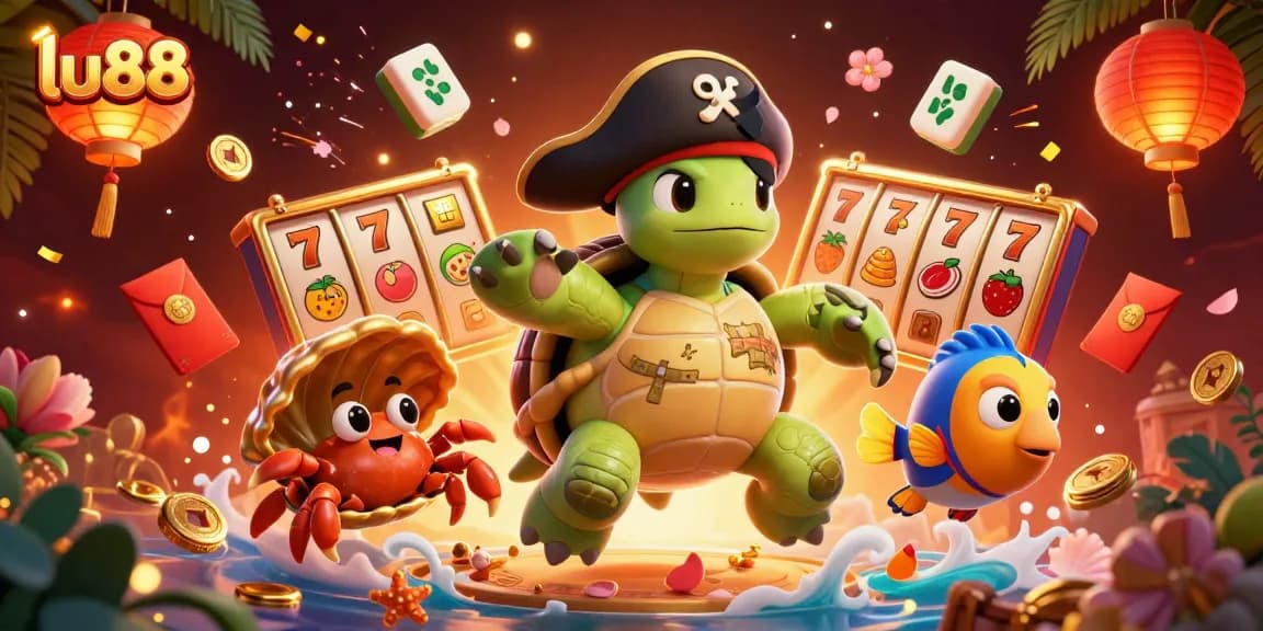 Spin to win with lu88's vibrant casino treasures and rich gaming experiences in a dynamic, lively illustration.
