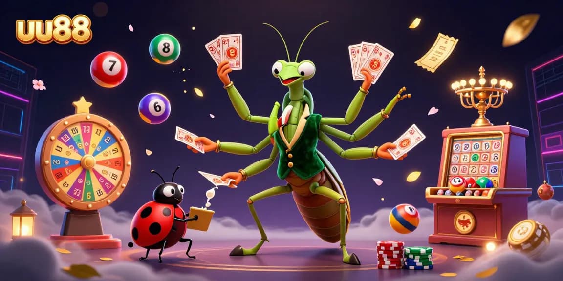 Experience thrilling gameplay at uu88 with a dynamic scene featuring colorful lottery elements and engaging characters.