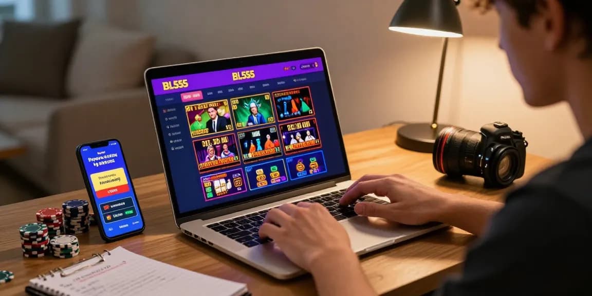 Active user engaging with the BL555 betting platform in a modern home office, showcasing excitement and strategy in online gambling.