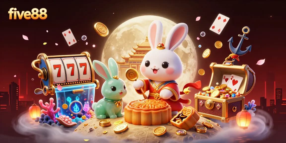 Engage in thrilling gaming at five88 with slot reels filled with lucky symbols and illuminated by mystical moonlight.