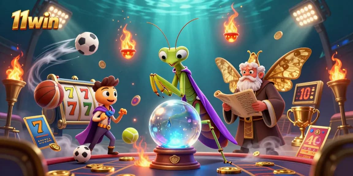 Experience thrilling slots and sports betting with 11win's mystical and vibrant casino illustration.
