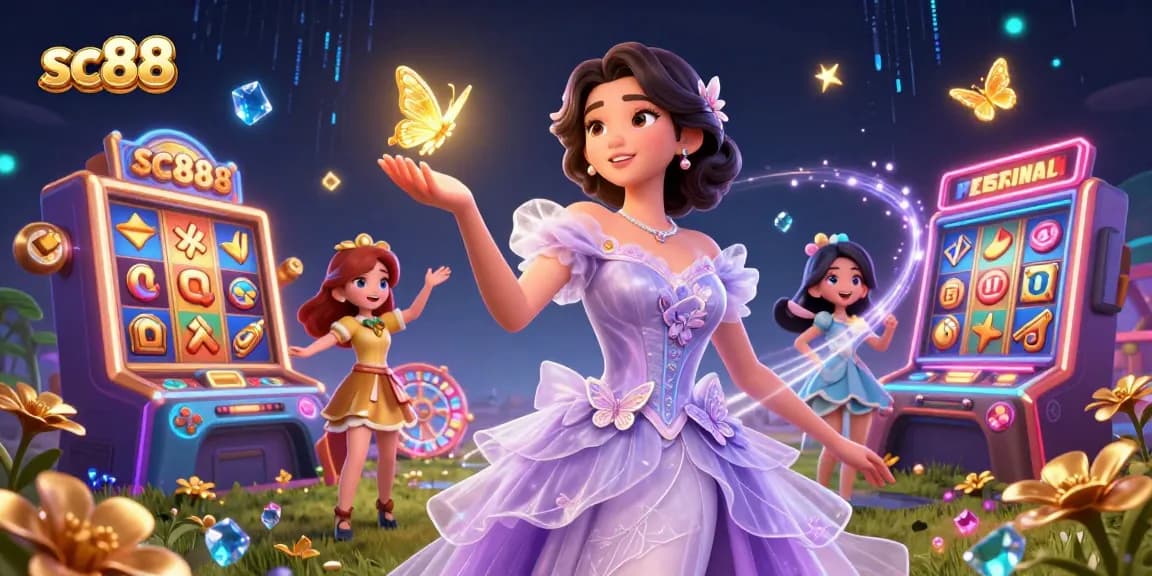Experience thrilling gaming with sc88's stunning illustration featuring vibrant slot reels and casino elements.