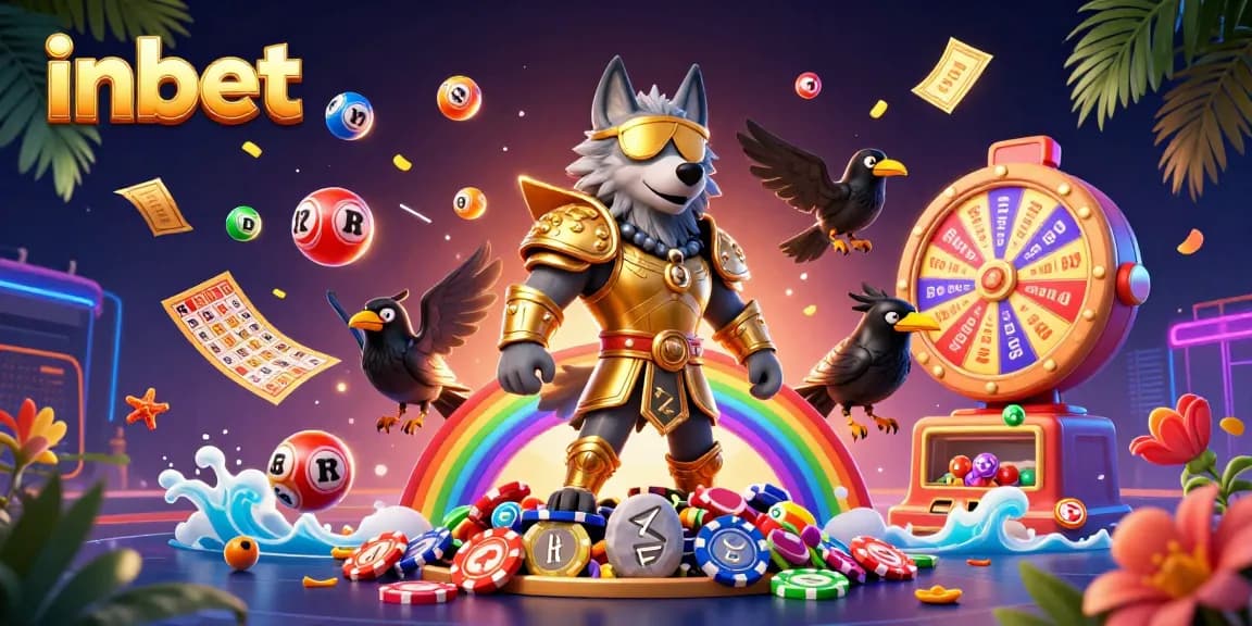 Engage with inbet's vibrant gaming universe featuring colorful lottery elements, energetic scenes, and a Norse mythological theme.