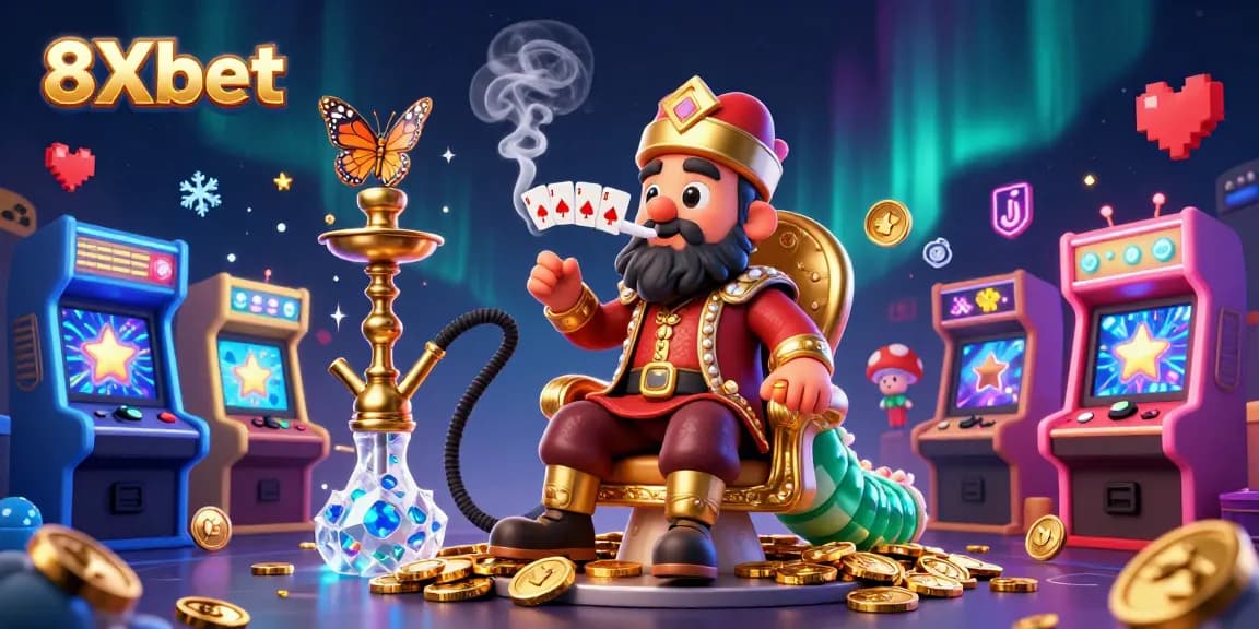 Capture thrilling gameplay at 8Xbet with a festive atmosphere showcasing colorful casino elements.
