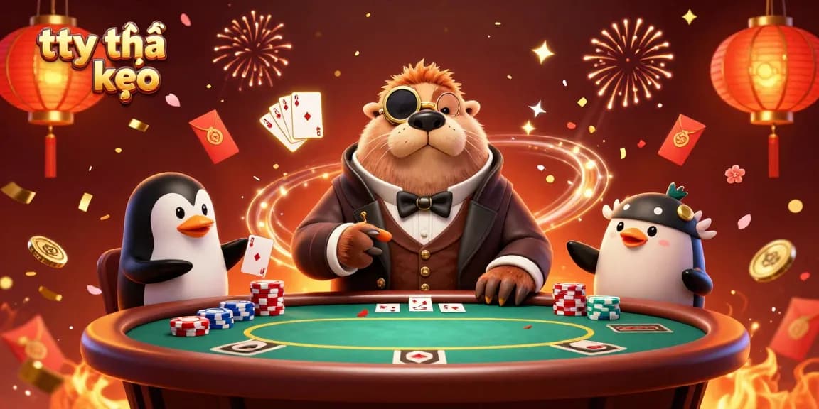 Engage with tỷ lệ kèo as funny characters bluff at an underwater poker game with vibrant gambling elements.