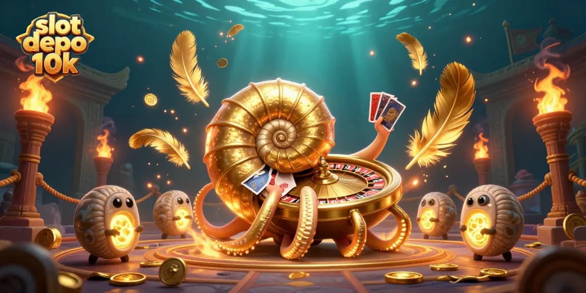 Engage with slot depo 10k and immerse in a vibrant scene of casino elements and playful characters.
