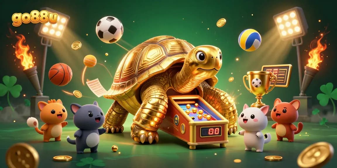 Experience thrilling wins with go88u in this vibrant gaming illustration featuring casino elements.
