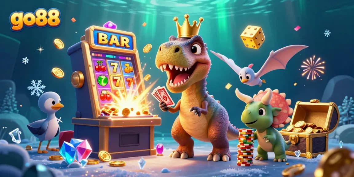 Experience thrilling jackpots at go88 with this dynamic 3D casino illustration showcasing fun characters and engaging gaming elements.