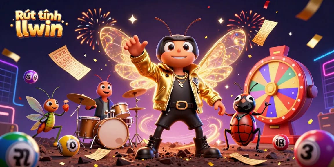 Experience Rút tiền llwin with animated excitement in a lively 3D casino scene filled with prizes and action.