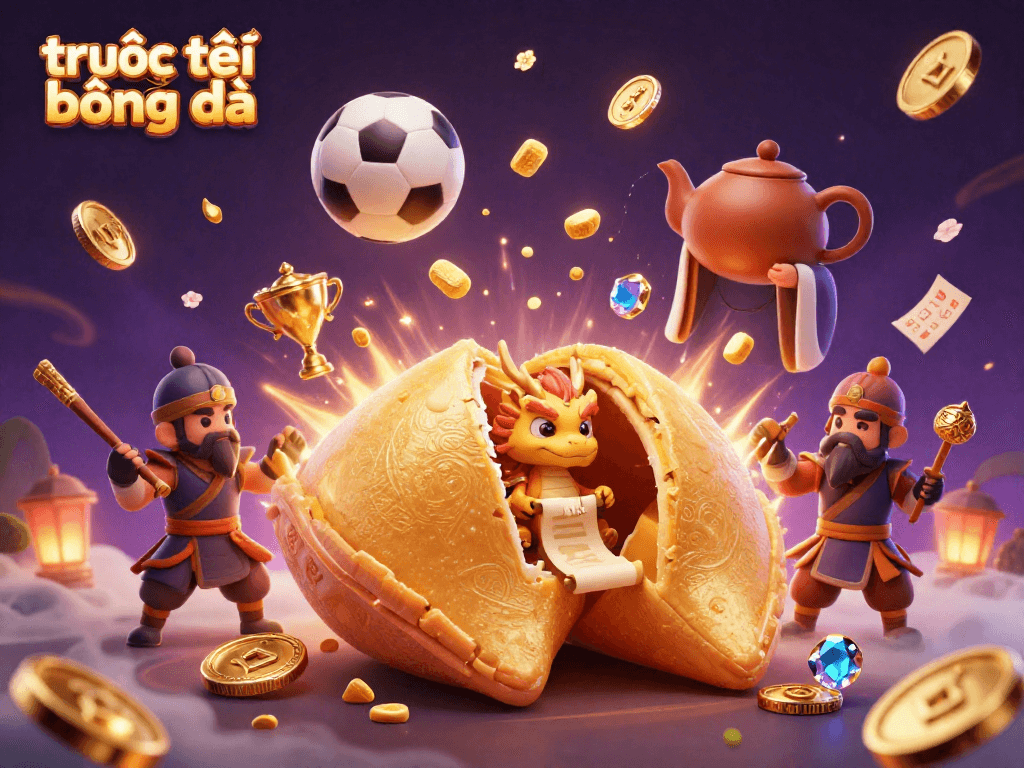 Experience trực tiếp bóng đá with exciting betting visuals in this vibrant 3D illustration featuring dynamic action and elements.