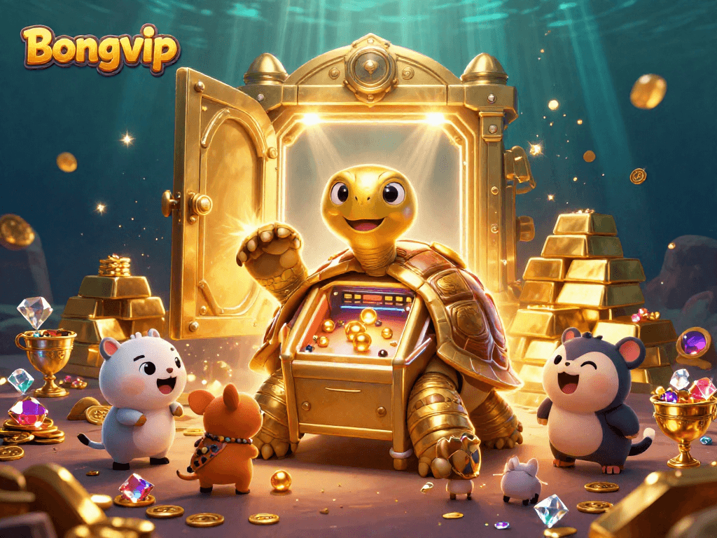 Experience thrilling gameplay at Bongvip with exciting 3D casino-themed visuals featuring treasures and colorful characters.