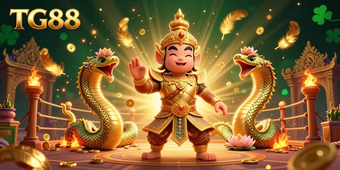 Experience dynamic gambling action at TG88 with vibrant guardian and game elements in a casino illustration.