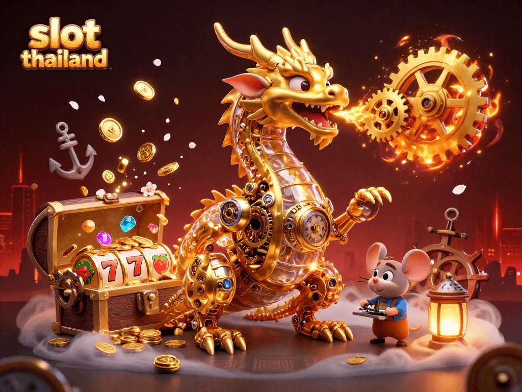 Experience slot thailand with a golden dragon and underwater treasure in a vibrant 3D scene