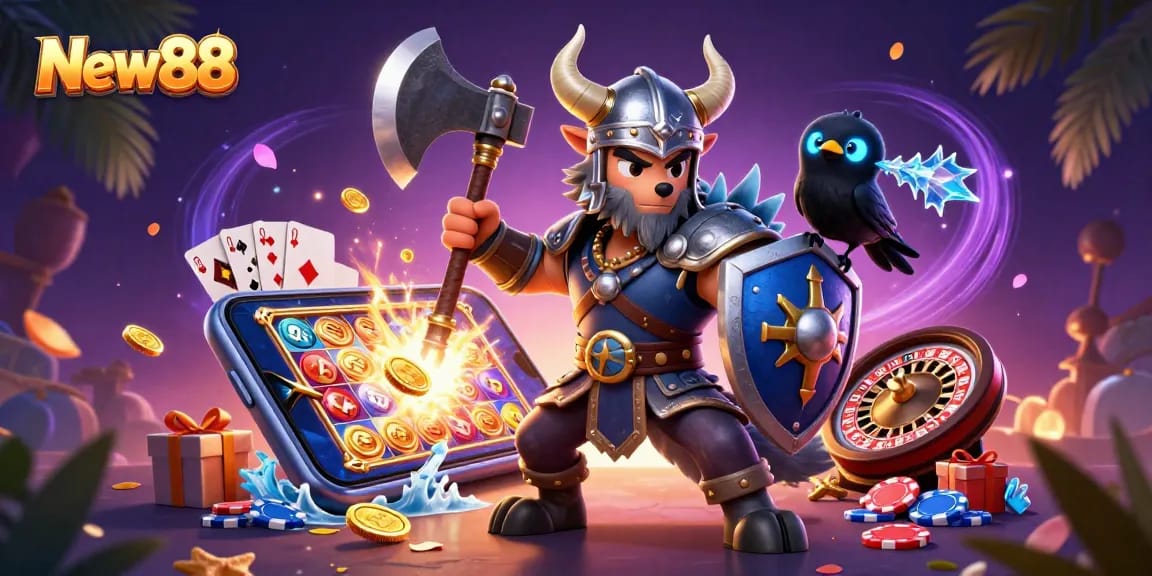 Join New88's Viking adventure with engaging casino elements and vibrant gameplay.