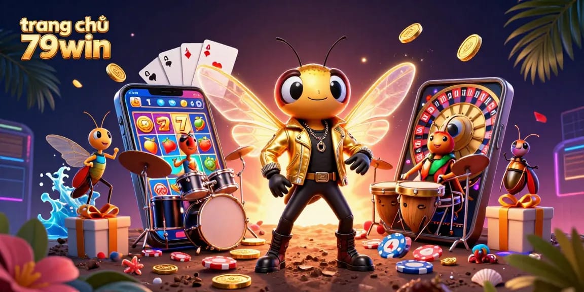 Win big at trang chủ 79win with vibrant slot games and electrifying casino art illustration