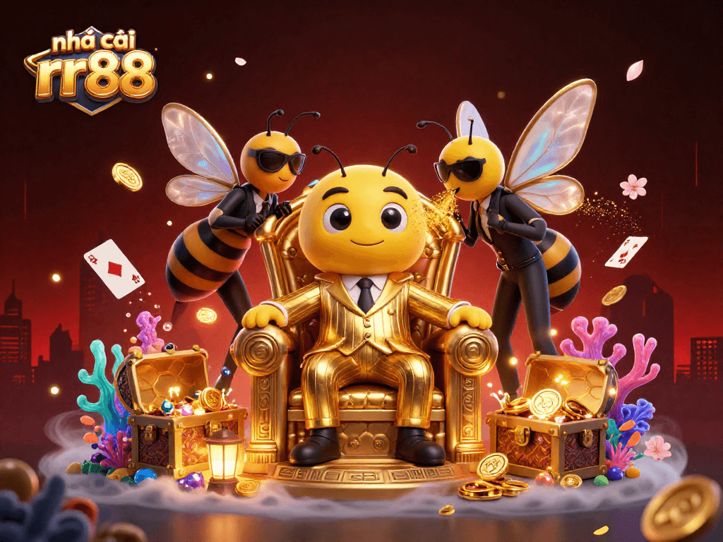 Experience thrilling gameplay at nhà cái rr88 with vibrant casino elements featuring gold coins and immersive characters.