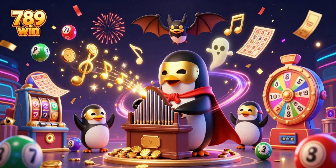 Play and win big with 789 win, featuring exciting casino elements in a vibrant 3D scene.