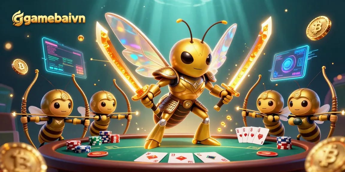 Join the gamebaivn action with poker excitement surrounded by vibrant elements.