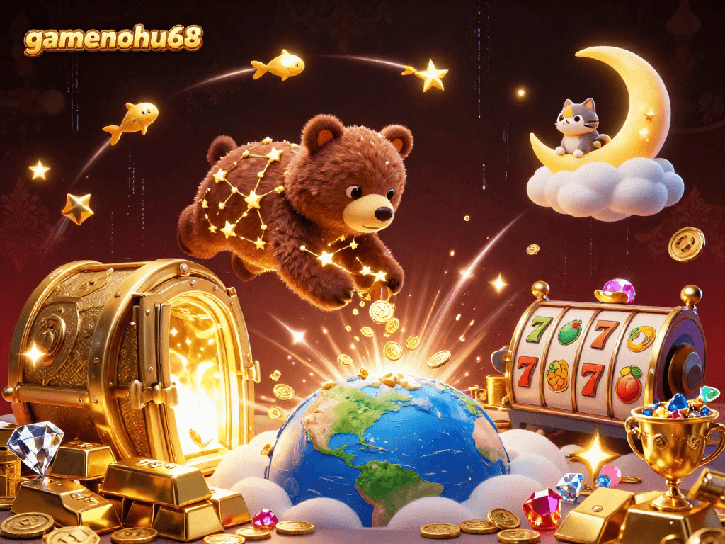 Experience thrilling wins with gamenohu68 featuring a vibrant casino scene and engaging game elements.