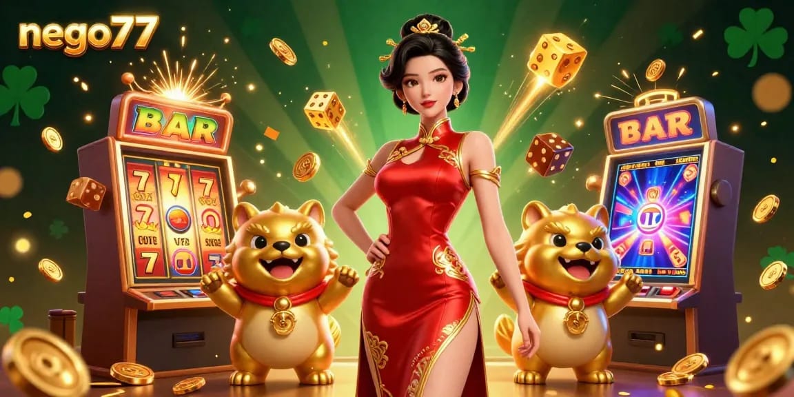 Experience thrilling winnings at nego77 with vibrant slot machines bursting with coins and jackpots.