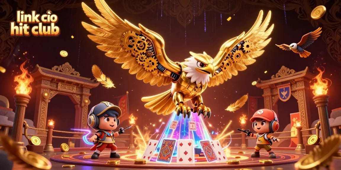 Engage with exciting games and win at link vào hit club, featuring vibrant 3D casino art.