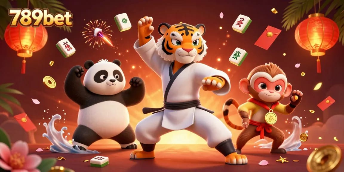 Chơi 789bet với sư phụ hổ Kung Fu trong sòng bài 3D đầy màu sắc.